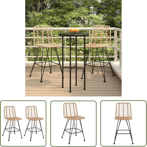 The Living Store Barhocker 2 Stk. 45x56x103,5 cm PE-Rattan und Stahl - Barhocker - Gartenhocker - Balkonmöbeln - Terrassenmöbel - Outdoor Möbel (1/5)