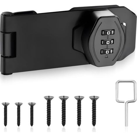 Serrure à combinaison,Serrure à combinaison de 4 pouces, Serrure à combinaison à 3 chiffres, Serrure de sécurité,mot de passe mécaniques, avec serrure,portes de grange,garage, jardin,armoires (1/5)