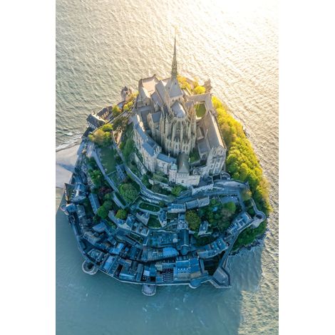 Tableau sur toile Vue aérienne Mont Saint-Michel 65x97 cm - Impression sur Toile Murale Décorative - Image imprimée en HD sur Toile - Toile sur Châssis en Bois FSC - Fabriqué en France (1/5)