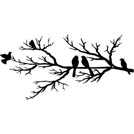 1. Decoración de pared metálica, silueta de pájaros en ramas, diseño calado, resistente a la corrosión, para uso interior y exterior. (1/5)