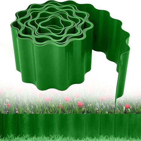 Bordure de Jardin en Plastique, 12 Mètres Flexible Bordures de Pelouse, Bordure de Parterre de Fleurs, Pliable Bordure de Gazon Décorative de Jardin pour Courbes(9MX20CM) (1/5)