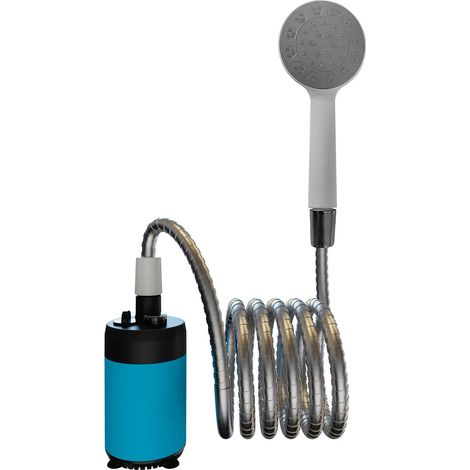 (Bleu) Douche portable pour camping et extérieur, douche électrique à main, compacte et rechargeable sur batterie. (1/4)