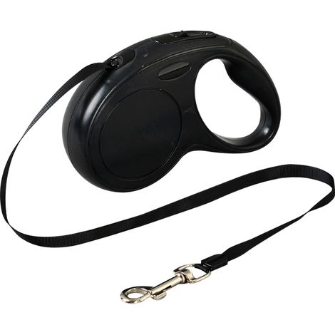 Laisse rétractable automatique pour animaux de compagnie, flexible, sûre, antidérapante et extensible, pour l'extérieur, noire, 5 m / 16,4 pi (1/5)