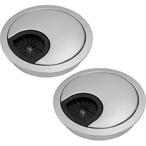 Passe-câble Bureau avec Brosse, Sortie de Câble et Cache Câble, Cache Prise Électrique, Passage de Câble Bureau, Organiseur de Câbles pour Meubles et Bureaux, Diamètre 60 mm (1/5)