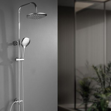 Duschsystem ohne Armatur, höhenverstellbar, 23cm Regendusche, 3 Strahlarten Handbrause (1/5)