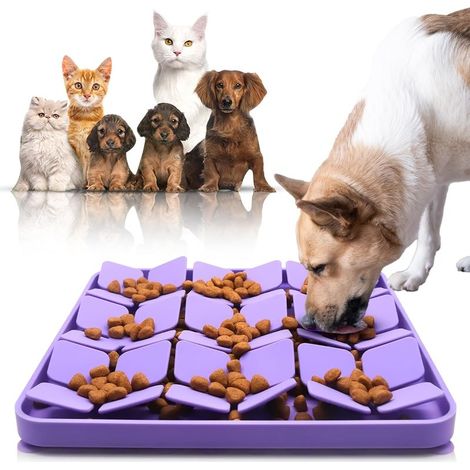 Gamelle Anti Glouton Chien Tapis à Lécher en Silicone Violet Ralentit l’Alimentation Jouet Interactif pour Chiens Anxieux et Gloutons (1/5)