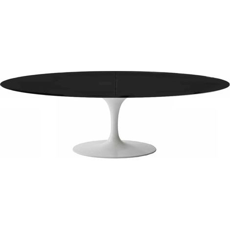 Table tulipe ovale extensible 170/230 cm noir et blanc mat (1/5)