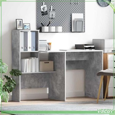 Bureau - ABI - Gris béton - Bois d'ingénierie - 131,5 x 50 x 106,5 cm (1/5)