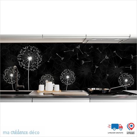 Crédence : Fleurs et pissenlits - Couleur noir - Alu composite - 60 - 120 (1/3)