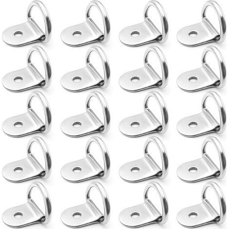 TAISHENGDA- Anneaux D'arrimage INOX 20 Pièces Anneaux D'arrimage en D Ancrage Anneaux Arrimage pour Remorques Machinerie Lourde Outils Électriques Camping 36x25mm Argent (1/5)