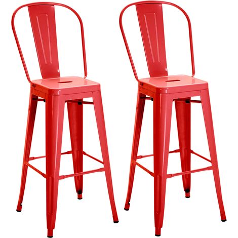 Lot de 2 tabourets de bar avec dossier, sièges confortables pour cuisine, îlot central, comptoir et salle à manger (1/5)