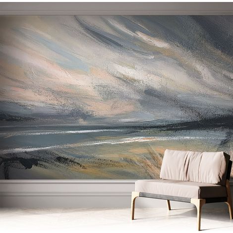Selbstklebende Tapete modern Wohnzimmer - Wanddeko Schlafzimmer - Tapete mit Motiv Morgenstille 312x219 cm (1/5)