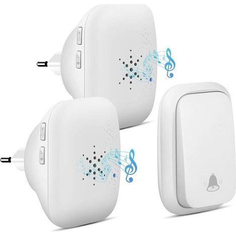 Kabellose Türklingel für außen, IP68 – Wasserdicht, Reichweite 150 m, 36 Klingeltöne, 4 Lautstärkestufen – Sender und 2 Empfänger enthalten (1/5)