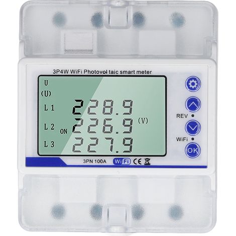 Disjoncteur intelligent WiFi, 3 phases, 4 fils, commutateur de compteur d'énergie WIFI bidirectionnel 60-300V 100A (1/5)