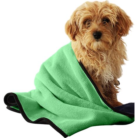1 serviette pour animaux, microfibre polaire corail, 60 x 120 cm, absorbante, séchage rapide, pour petits chiens et chats (1/5)