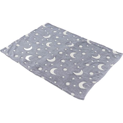 Doppelseitige, leuchtende Flanelldecke 1,5 m x 2 m, phosphoreszierende Decke für Kinder, graublau, ideal für klimatisierte Sommerräume. (1/5)