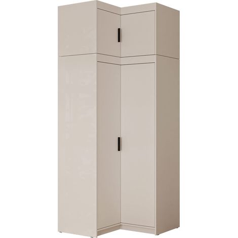 Armario de rincón Novduni 121, Beige, 246x98x98cm, Puertas de armario: Con bisagras, Número de estantes: 0