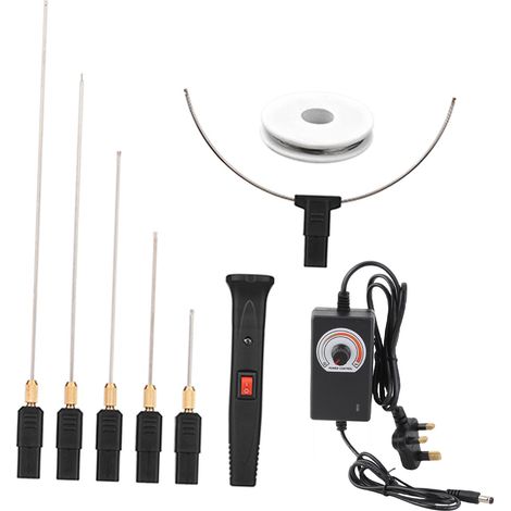 Kit Découpe Mousse Électrique Portable 24W avec 5 Pointes Droites et 1 Pointe Arche, Stylo Thermique Réglable pour Polystyrène, Outil Graveur et Découpeur Mousse (1/5)