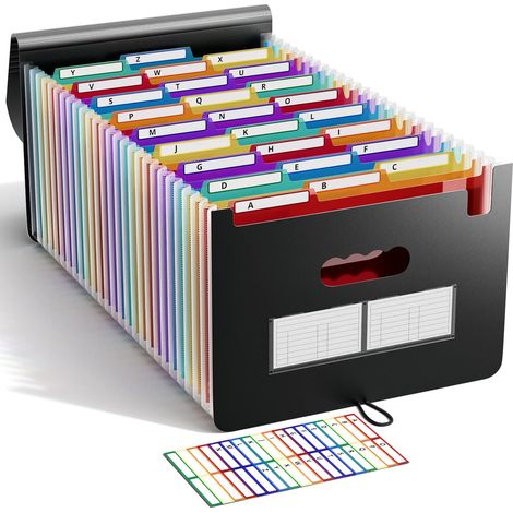 Trieur A4 26 Pochettes/Range Document/ Papier-Trieur Valisette Classeur Organiseur Documents Extensible Accordéon Document,Onglets de Couleur Alphabet A-Z (1/5)