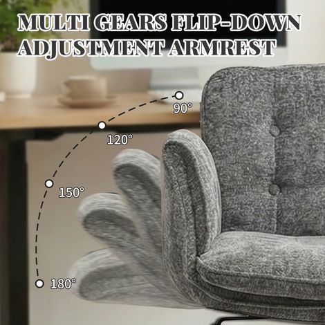 Fauteuil de bureau pivotant, chaise ergonomique réglable en hauteur avec roulettes, accoudoirs rabattables, capacité 150 kg, gris anthracite. (1/5)