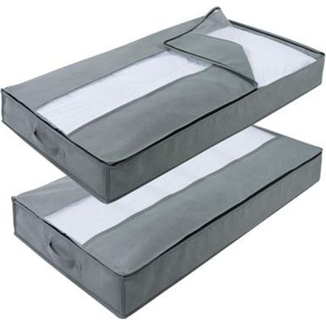 2 Pack Sac de rangement sous lit, Fenêtre transparente, Tissu Oxford renforcé, Poignées solides, Pour couettes et vêtements (1/5)