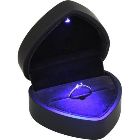 Boîte Bague Velours Cœur avec LED, Coffret Bijoux Mariage Anniversaire Saint-Valentin Aucunely (1/5)