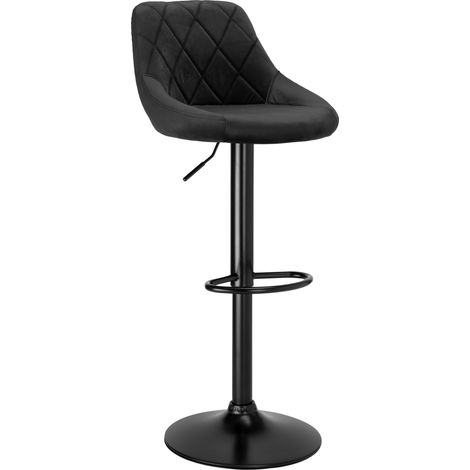 Taburete de bar Cydro Black, terciopelo negro (1/5)