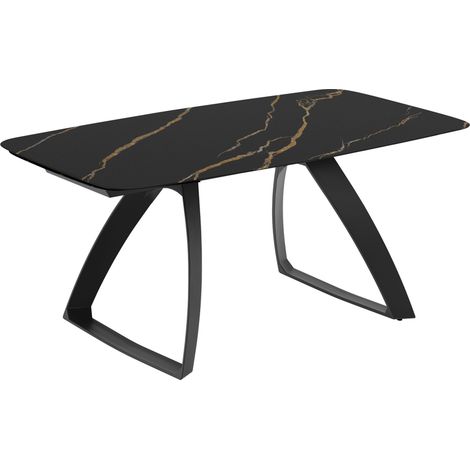 Tavolo Allungabile Barrel 90x180-240x76 cm Top in Ceramica Marmo Portoro Nero Opaco (1/3)