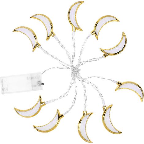 Guirlande lumineuse Ramadan 1.5M 10LED Lune, déco fête Aïd mariage, guirlande festival (1/5)