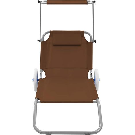Maison Exclusive - Lettino Prendisole Pieghevole Baldacchino e Ruote Acciaio Talpa