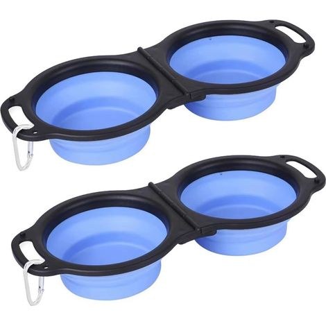 Lot de 2 gamelles pliables pour chien, gamelles d'eau portables pour voyage, camping, promenade, chiens, chats, animaux domestiques (1/5)