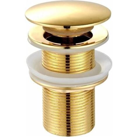 Bonde universelle pour lavabo et lavabo - Valve pop-up moderne Click Clack - Bonde d'écoulement avec trop-plein, laiton, acier inoxydable, doré (sans trop-plein) INHHUB (1/4)