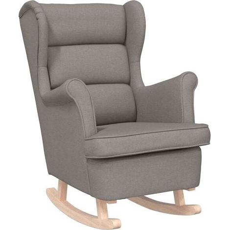 Fauteuil à bascule gris-brun, 74x90x102 cm, tissu. (1/5)