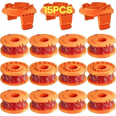 15er-Packung 3m Trimmerfadenspule - WA0004.1/WA0010 Trimmerfaden Ø1,65 mm, Freischneiderfadenspule (12 Trimmerfäden, 3 Schutzhüllen) (1/5)