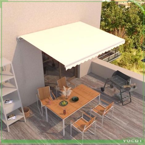 Auvent rétractable manuel - FAF7291712407130 - 450x300 cm - Crème - Cadre aluminium anti-rouille (1/5)