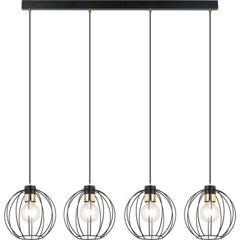 Suspension GINO métal noir/or 4 lumières E27 Emibig (1/5)