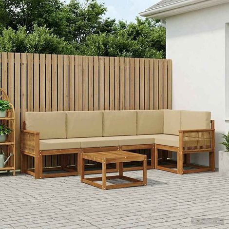 vidaXL Outdoor-Sofagarnitur 6 pcs Natur und Beige Massivholz Akazie (1/5)