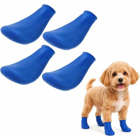 Pack of 4 waterproof dog shoes, anti-slip paw protectors for small dogs, outdoor rain shoes, size S (1/5)