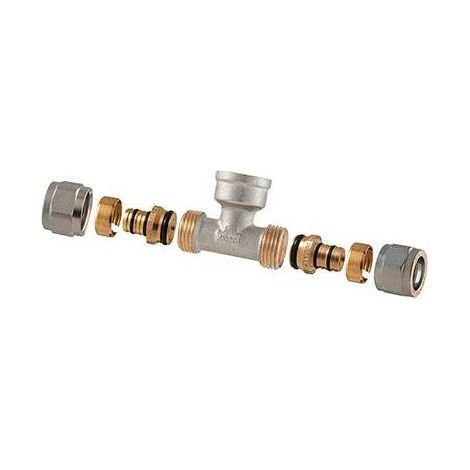 RACCORDO TEE FEMMINA A COMPRESSIONE PER MULTISTRATO 2PZ ASSEMBLATO 1"-26 x 1" x 1"-26