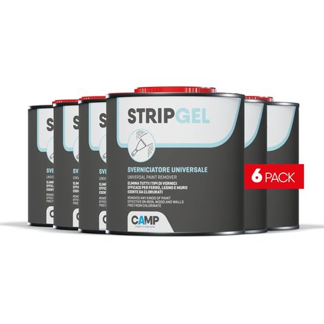 Camp STRIP GEL, Sverniciatore professionale in gel per legno, ferro e muro, Elimina vernici, impregnanti e fondi 6x750ml (1/3)