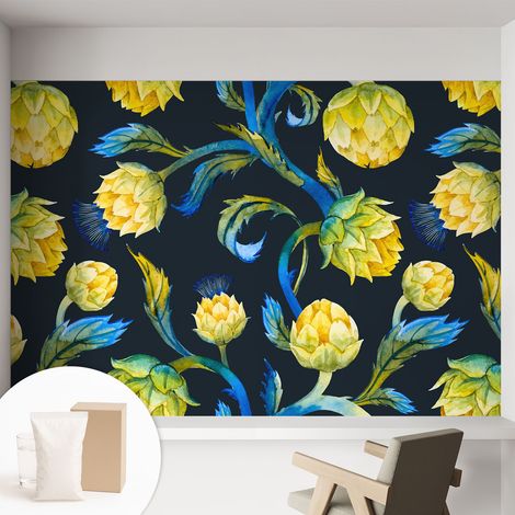 Tapete Vliestapete mit Kleber für Wohnzimmer Schlafzimmer Küche - Wanddekoration  Pflanzlicher Virtuose 152x104 cm (1/5)