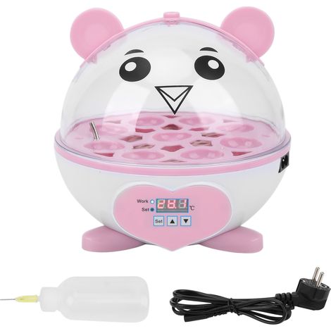 Incubatrice semiautomatica per 9 uova – per uso domestico – per polli / anatre / uccelli / piccioni / quaglie – 110-240V – rosa EU (1/5)