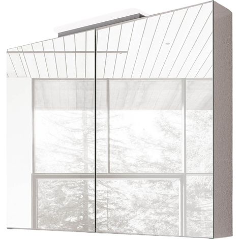 BERNSTEIN - Armoire de toilette suspendue 80x19x72,5cm (LxPxH), 2 portes verre mirroir, éclairage LED et prise électrique - Charnières mobiles - NEO (1/5)