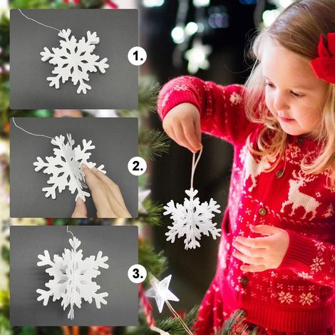 12 pezzi di decorazioni a forma di fiocco di neve, decorazioni natalizie a forma di fiocco di neve, decorazioni natalizie a forma di fiocco di neve bianco, decorazioni per albero di Natale per finestr (1/4)