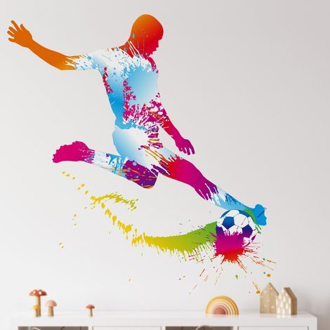Decoración de pared de fútbol, pegatina de fútbol para pared, decoración de habitación de fútbol, artículos de fútbol, fotografía de arte mural de fútbol en 3D, decoración de habitación para niños (1/4)