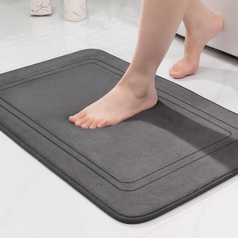 JSSEVN - Memory Foam Bath Mat - Absorbent Bathroom Mat - Non-Slip Bath Mat - for Bathroom - 40 x 60 cm - Dark Grey (1/5)