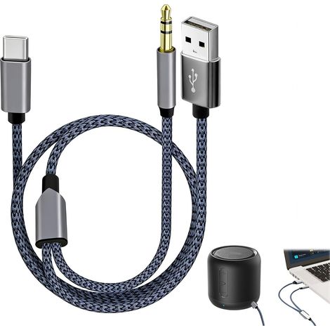 Câble Audio et Charge USB-C vers 3.5mm Jack 2-en-1 1.2m Adaptateur Prise Auxiliaire Stéréo, Compatible avec 16/15, iPad Pro, Pixel 8/7, S23/S22/S21/S20 Ultra (1/5)