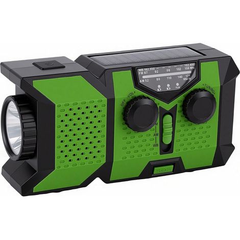 Radio Solaire d'urgence à Manivelle, Météo Portable AM FM NOAA (1/5)