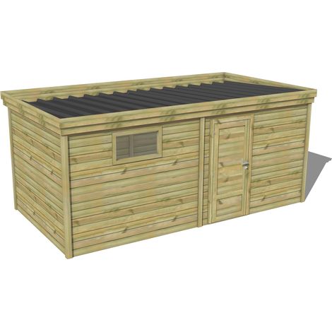 ABRI DE JARDIN bois traité 27mm, 5,7x2,6m, 15m2 (1/3)