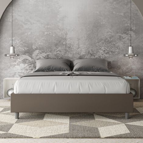 Letto matrimoniale contenitore imbottito 160x190 similpelle cappuccino Azelia (1/5)